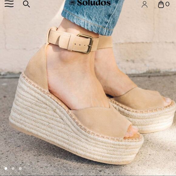 Soludos Positano Platform Wedge in Desert Size 10 New in Box - Picture 6 of 8